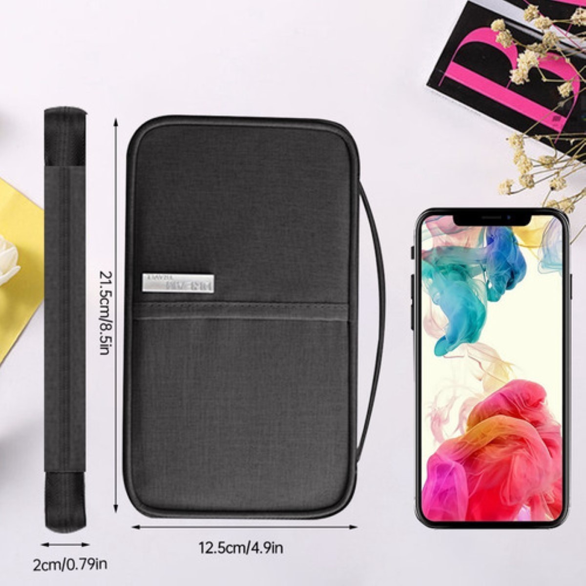 Cartera Porta Funda Pasaporte Documentos NEGRO