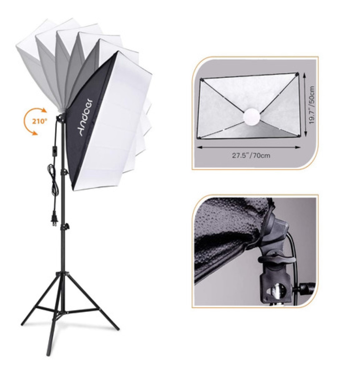 Kit De Luces De Fotografía De Estudio Softbox 200cm negro