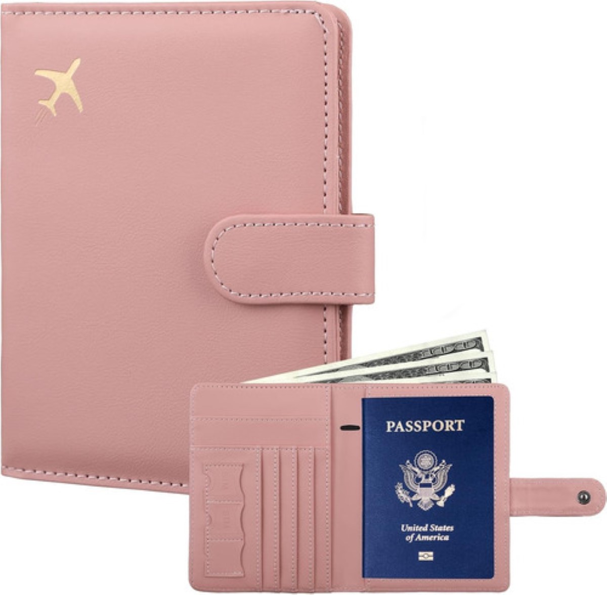 Porta Pasaporte Familiar , Documentos Funda Protectora Viaje ROSA