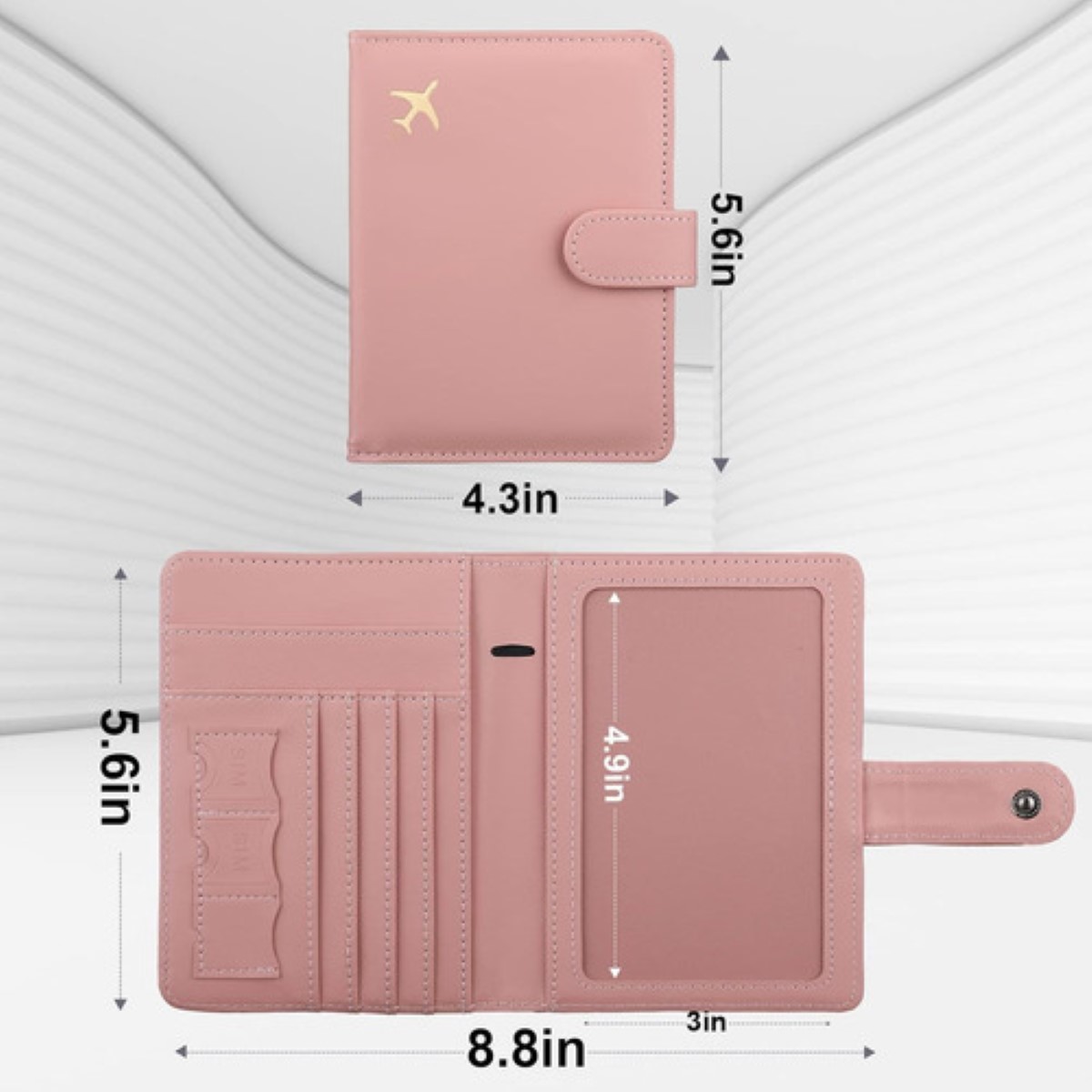 Porta Pasaporte Familiar , Documentos Funda Protectora Viaje ROSA