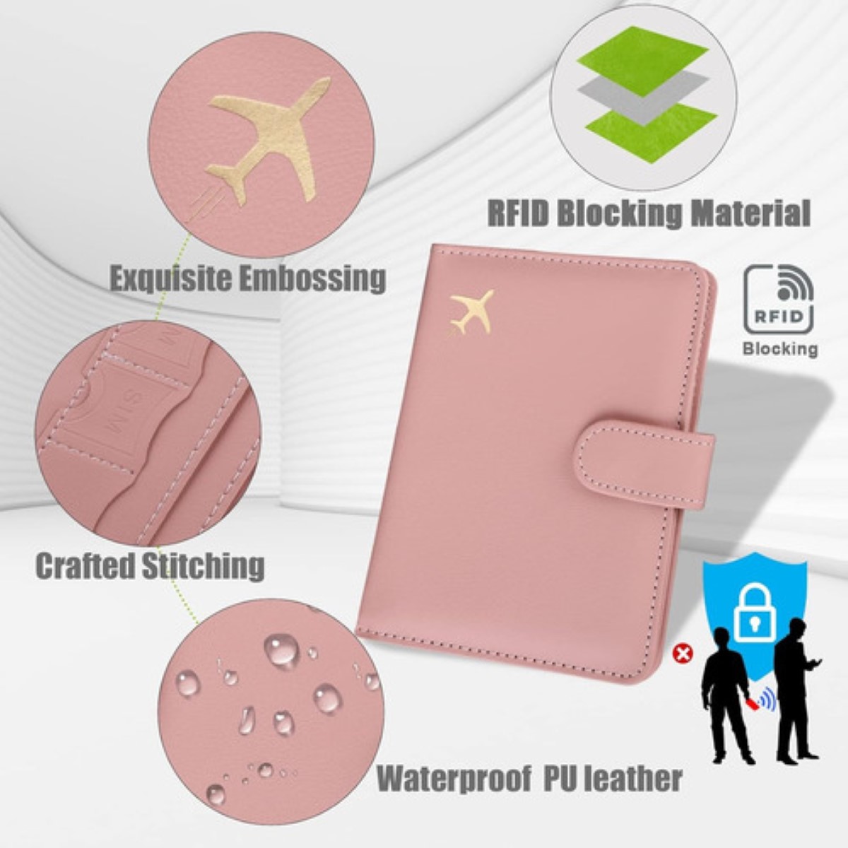 Porta Pasaporte Familiar , Documentos Funda Protectora Viaje ROSA