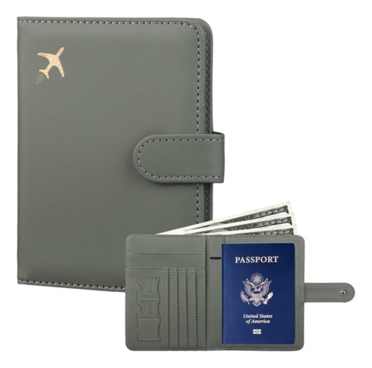 Porta Pasaporte Familiar , Documentos Funda Protectora Viaje VERDE