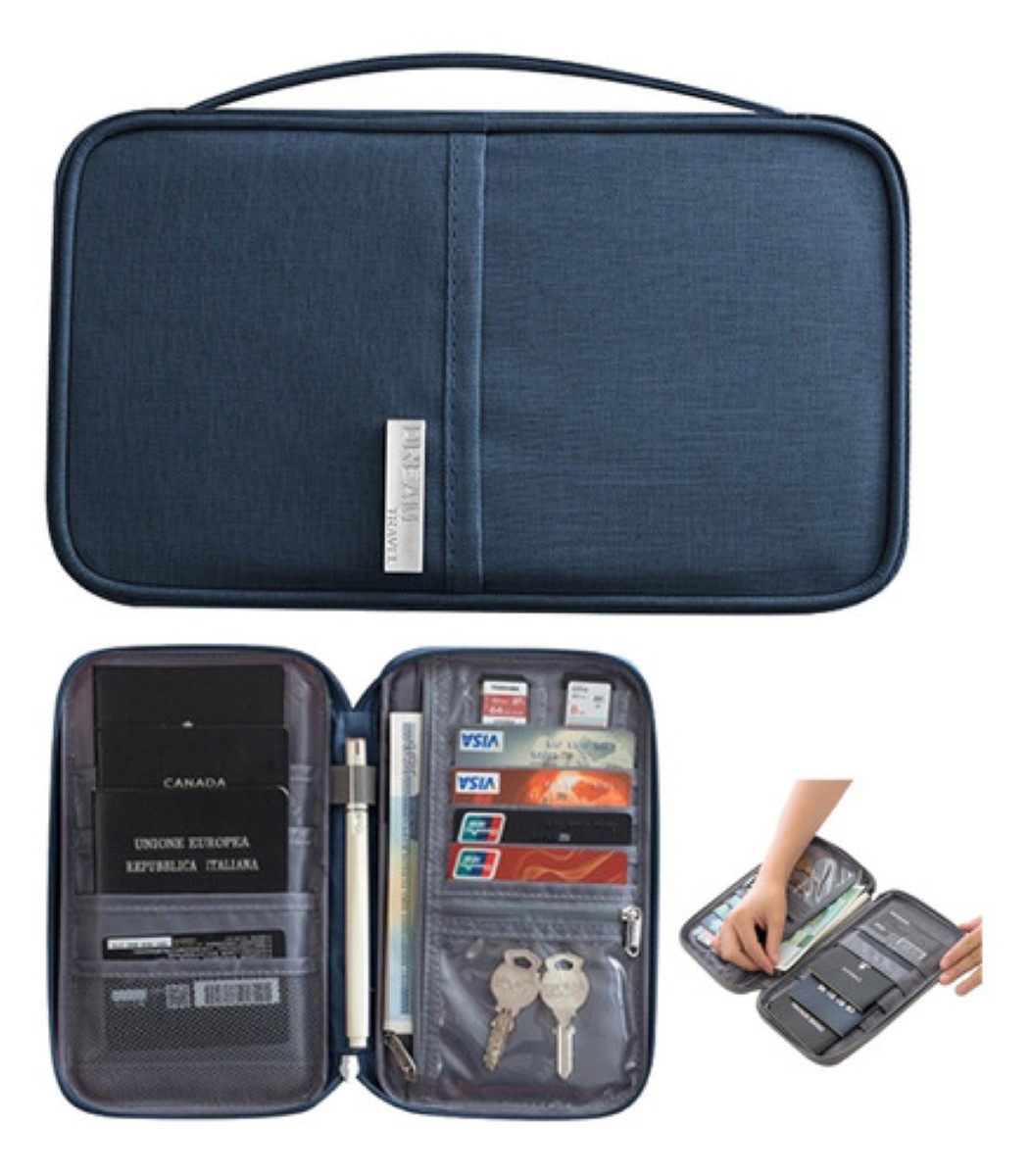 Cartera De Pasaporte Porta Pasaporte Visa Bolsa De Viaje AZUL MARINO