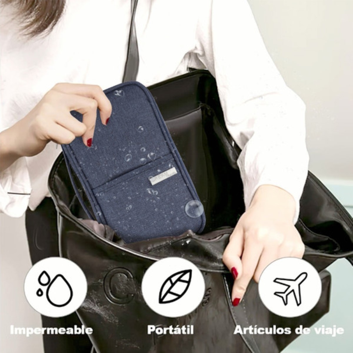 Cartera De Pasaporte Porta Pasaporte Visa Bolsa De Viaje AZUL MARINO