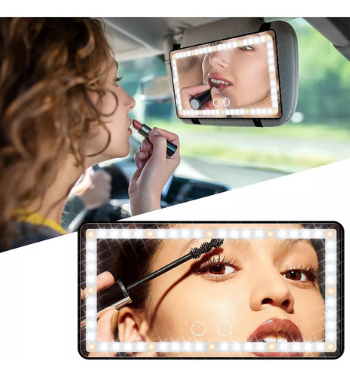 Espejo Para Maquillaje Con Luces Led Auto Visera Recargable