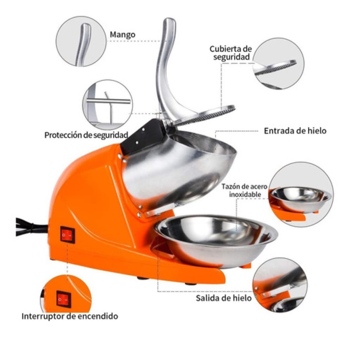 Maquina Raspados Triturador Hielo Triturador Cuchillo Doble ROJO