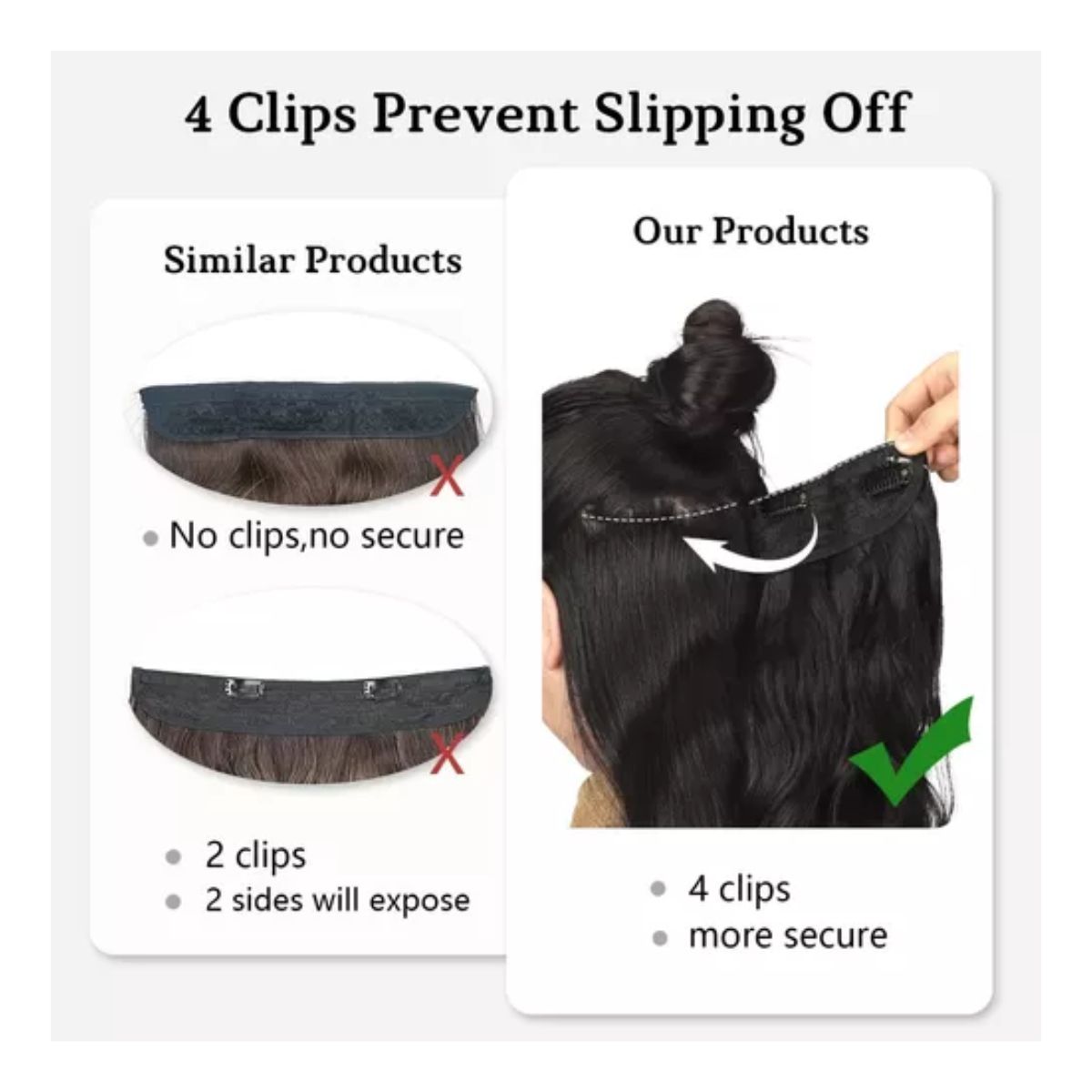 Extensiones De Cabello Cortinas Kanekalon Grapas Marrón negro