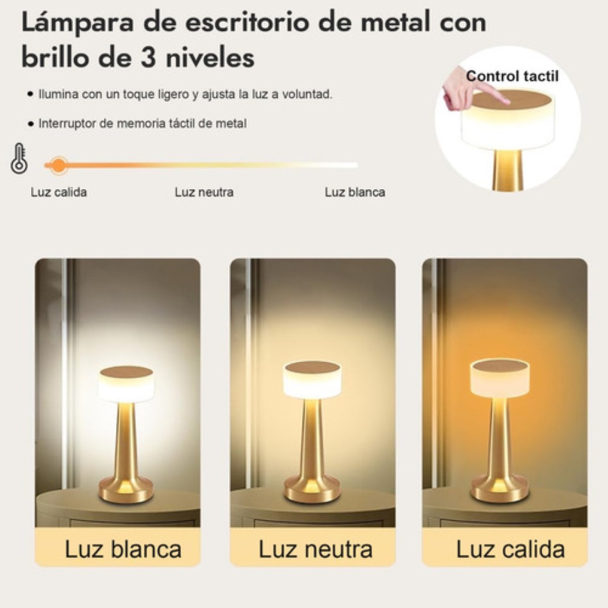 LÁMPARA DE MESA PARA RESTAURANTE AMBIENTE AMBIENTE LED DORADO/BLANCO