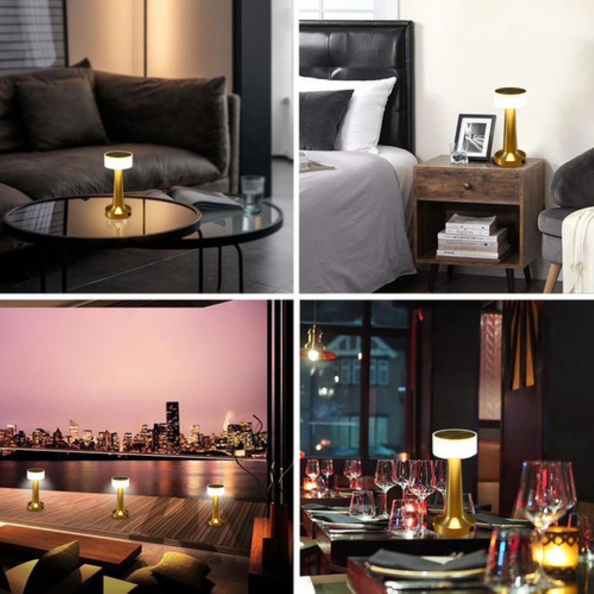 LÁMPARA DE MESA PARA RESTAURANTE AMBIENTE AMBIENTE LED DORADO/BLANCO