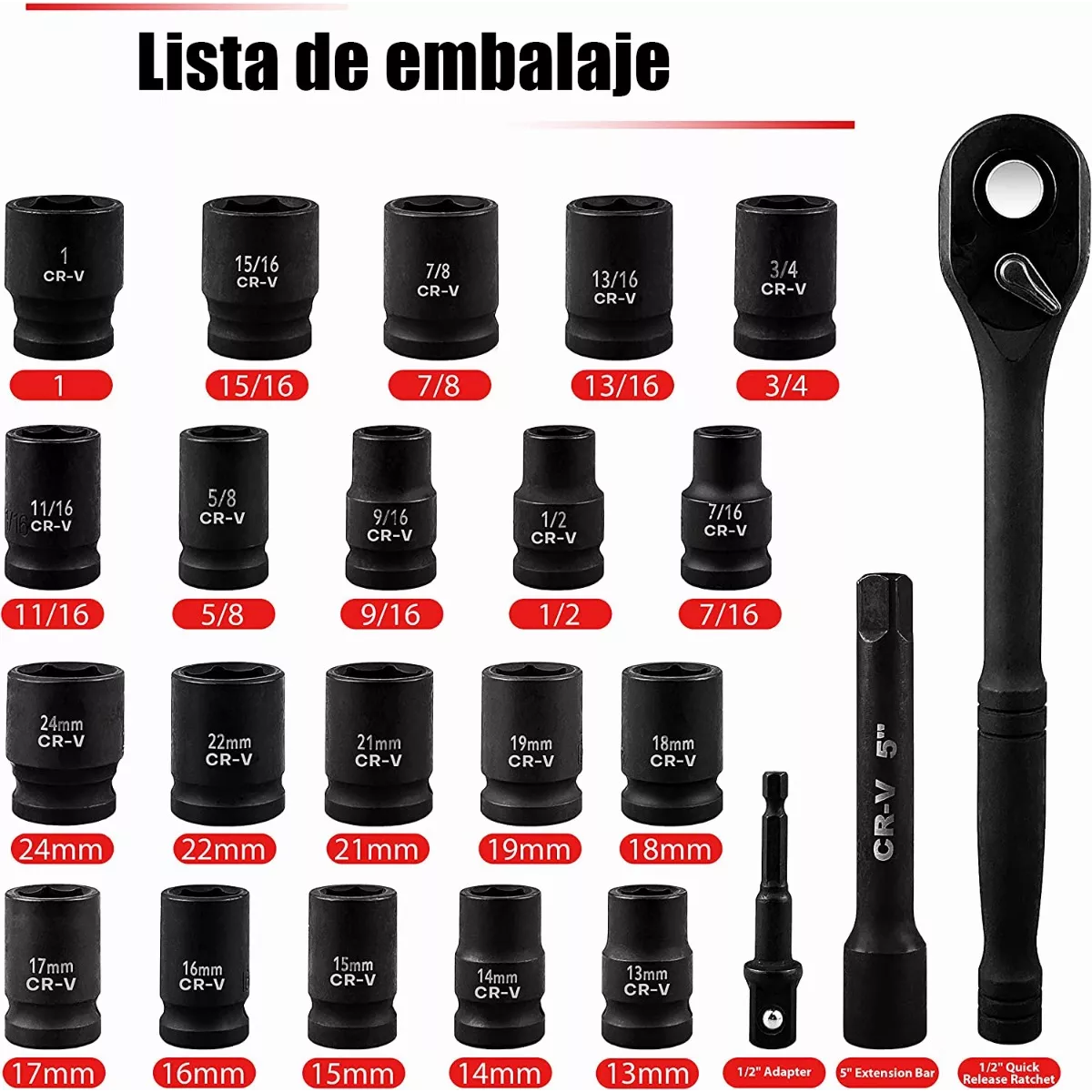 Juego De Herramientas Mecánicas Autocle 24pcs Dados Kit 1/2'