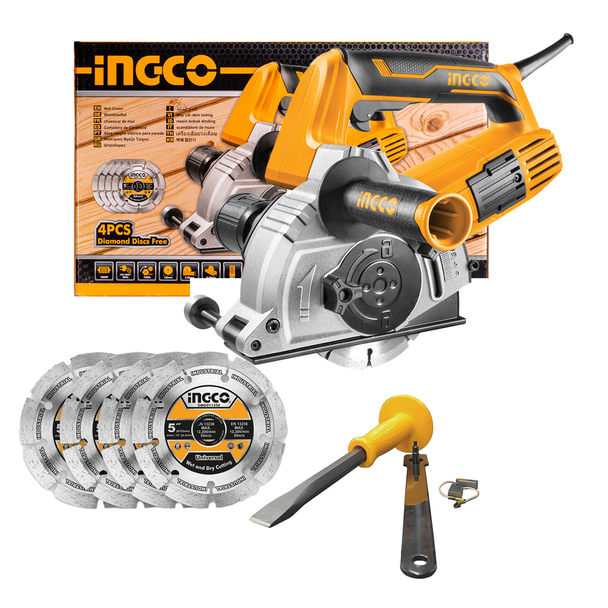 Ranuradora De Concreto Ingco 1500w Uwlc15008 + Flexometro wda-5020 verde y gorra ingco