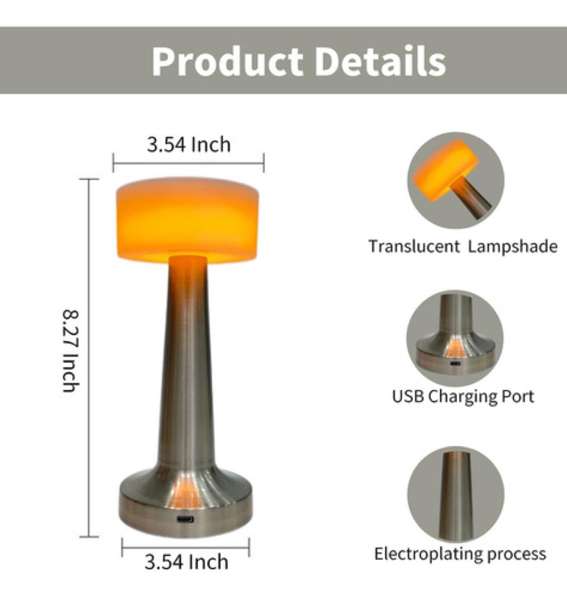 Lámpara De Mesa Decoración Restaurante Ambiente Led Lu plata 