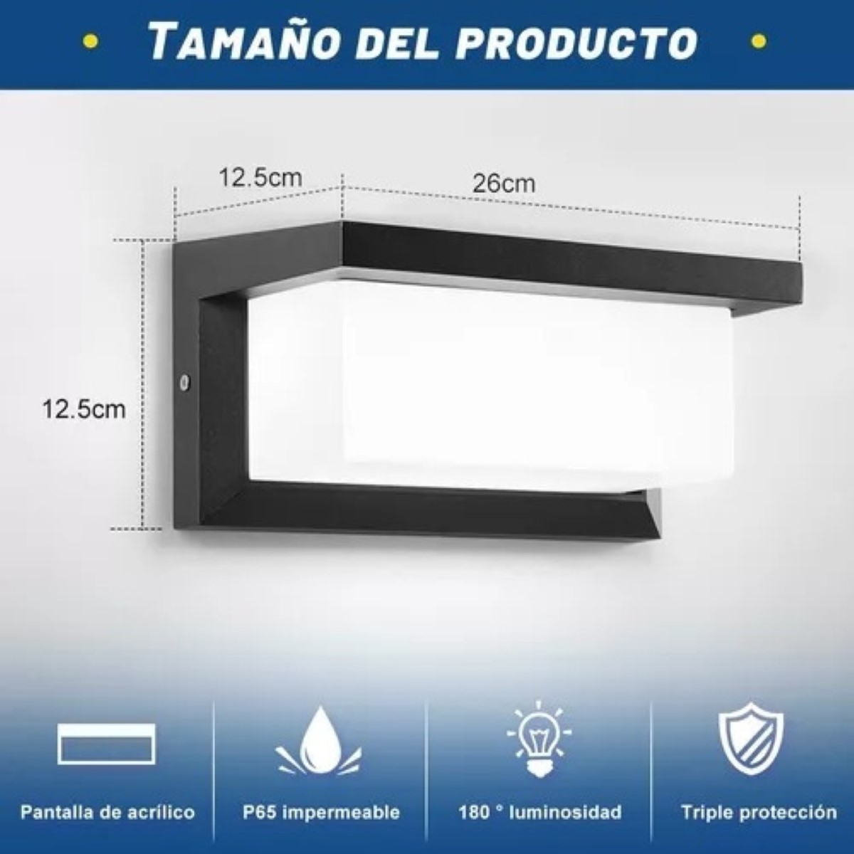 Lámpara De Pared Impermeable Para Exterior Arbotante Moderna negro