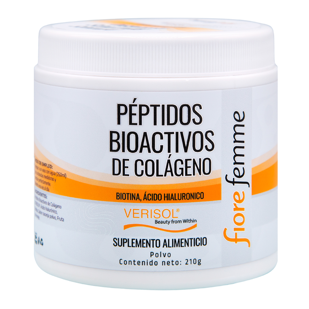 Fiore Femme Peptidos Bioactivos de colageno 210g Polvo de colágeno Biotina Acido Hialuronico Verisol