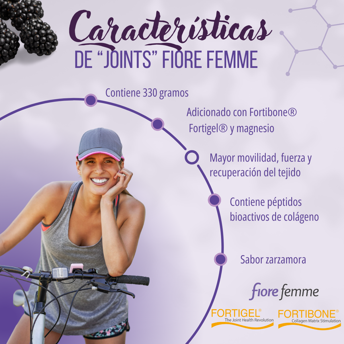 Fiore Femme Péptidos bioactivos de Colágeno 330 g  Fotibone  Fortigel Magnesio 
