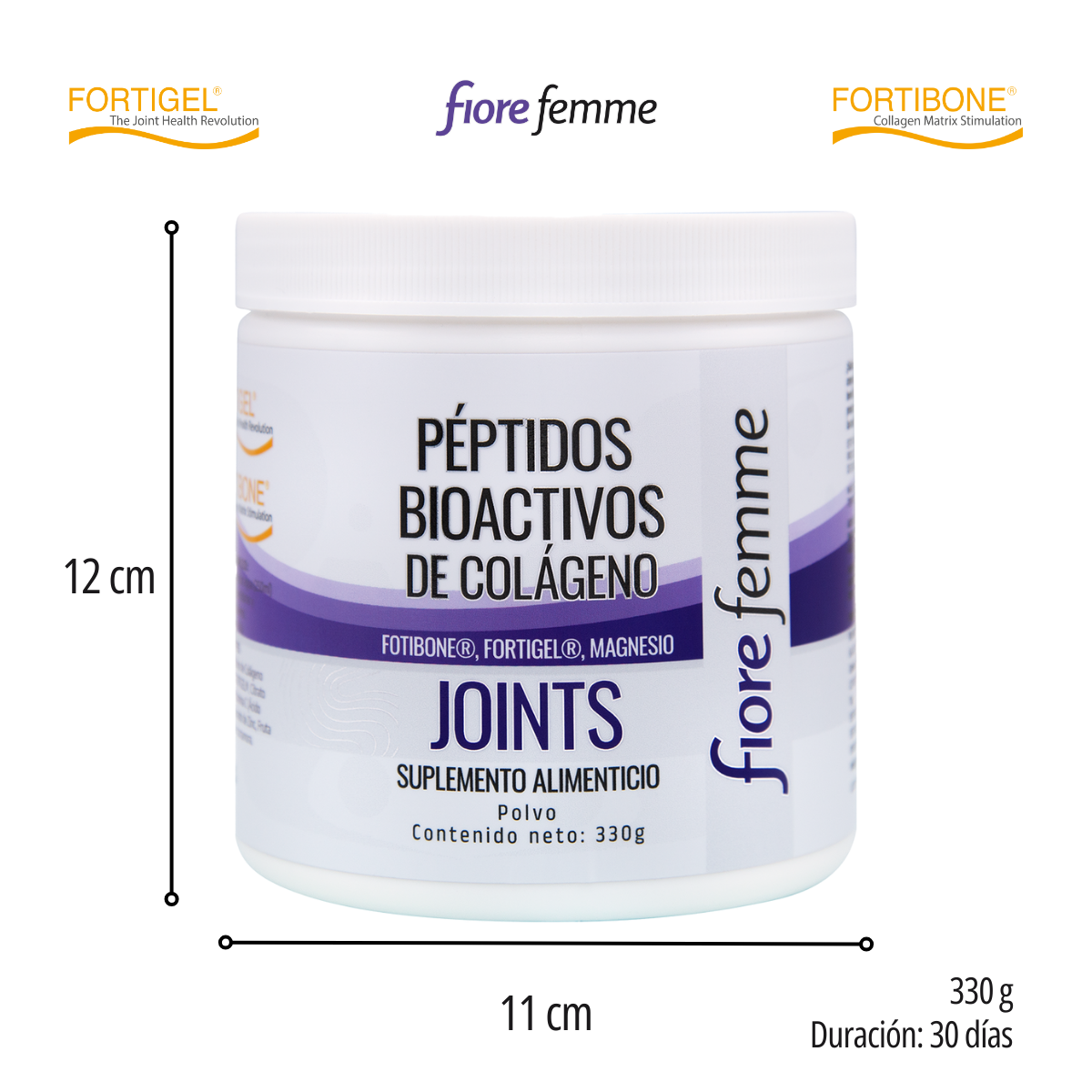 Fiore Femme Péptidos bioactivos de Colágeno 330 g  Fotibone  Fortigel Magnesio 
