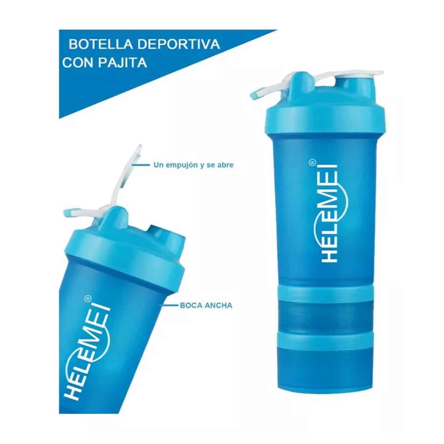 Vaso Mezclador Shaker Multifuncional Compraymas Para Deporte Vaso Proteina 650ml Fitness Agua Color Azul