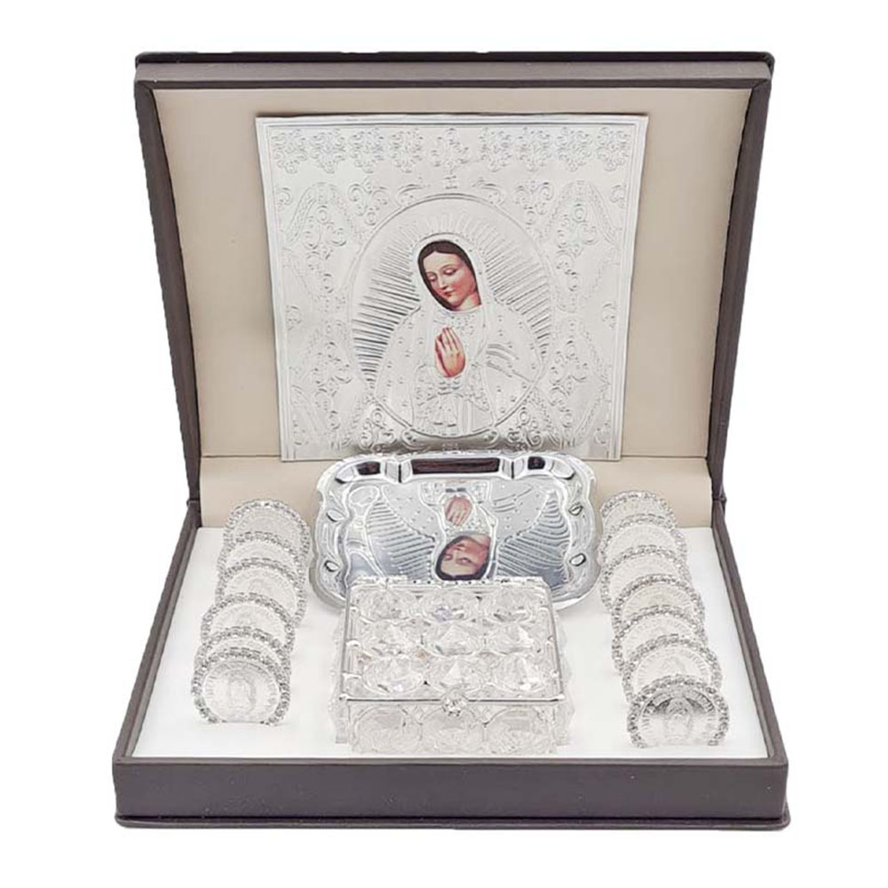 Arras Matrimoniales Bañadas En Plata .999 Con Zirconias Virgen de Guadalupe