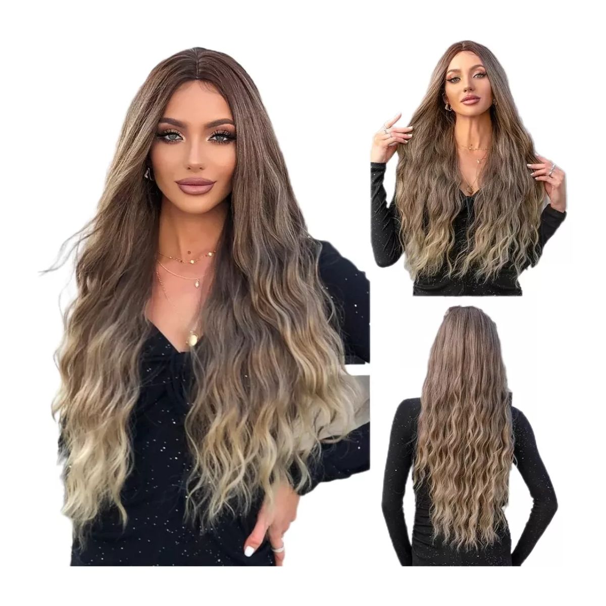 Peluca Larga Ondulada Cosplay Para Mujer Dama 72cm   marron