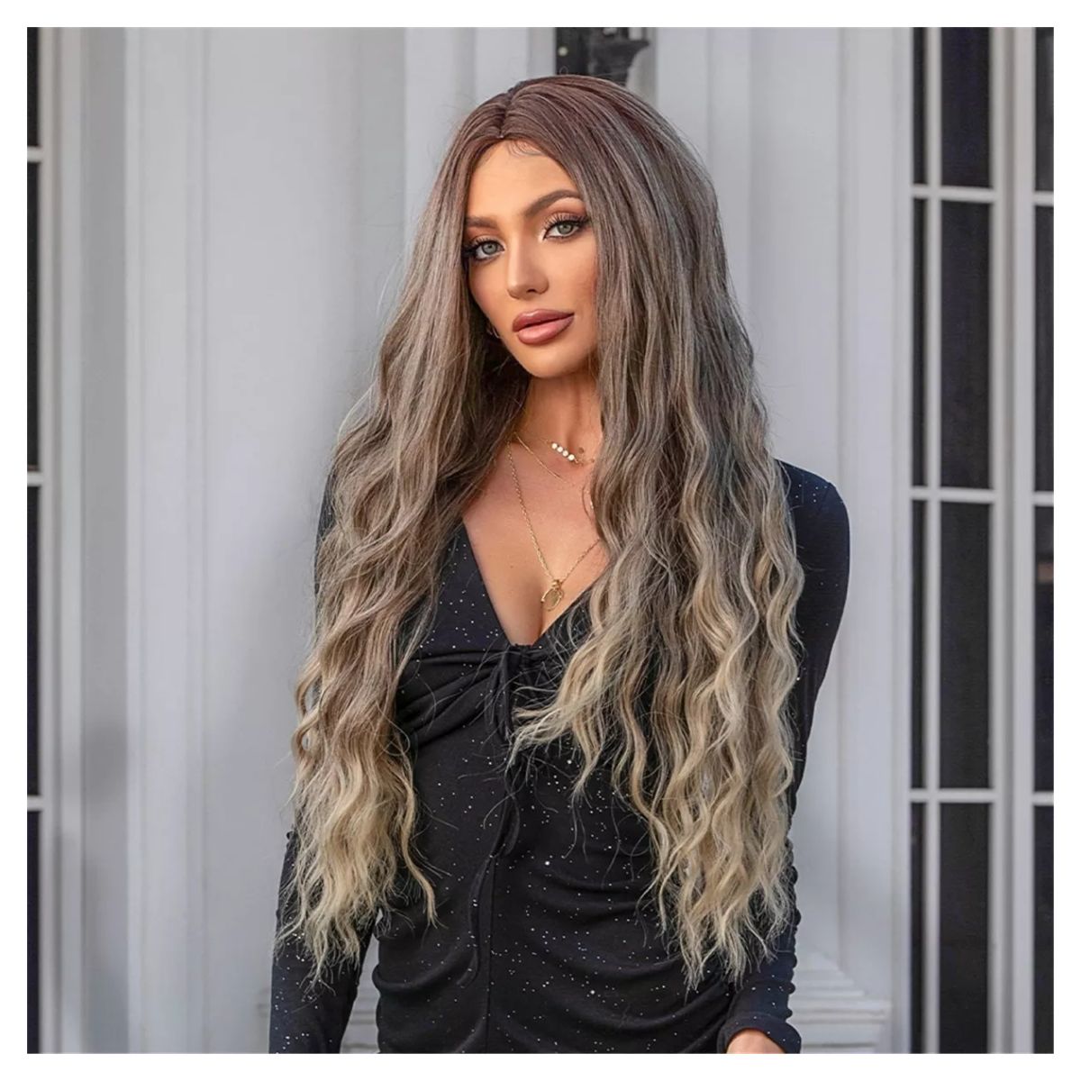 Peluca Larga Ondulada Cosplay Para Mujer Dama 72cm   marron