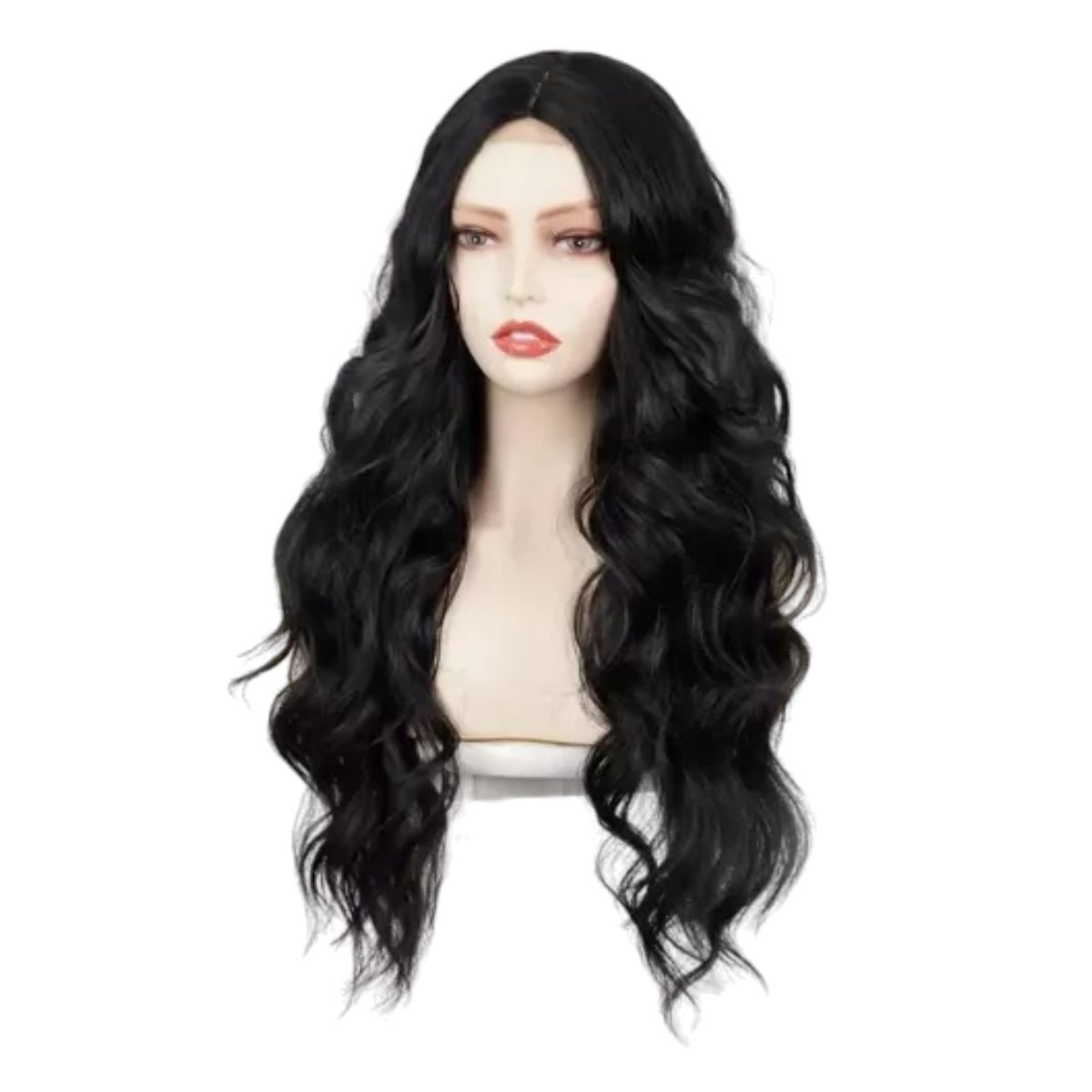 Peluca Larga Ondulada Negro Para Mujer Natural negro
