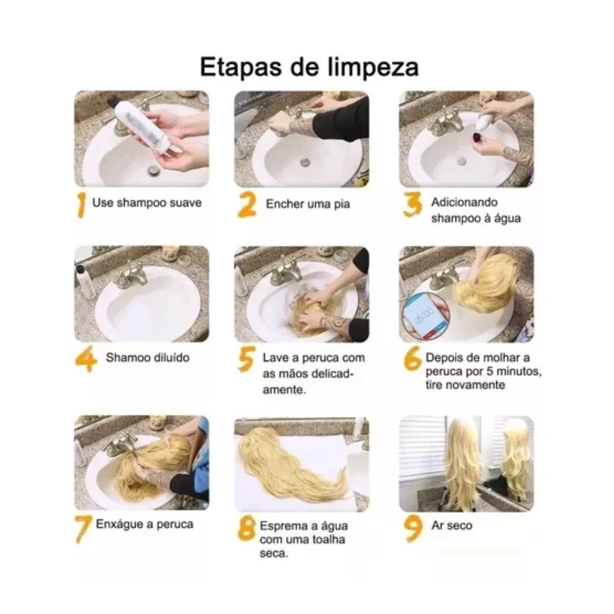 Peluca Larga Ondulada Negro Para Mujer Natural negro