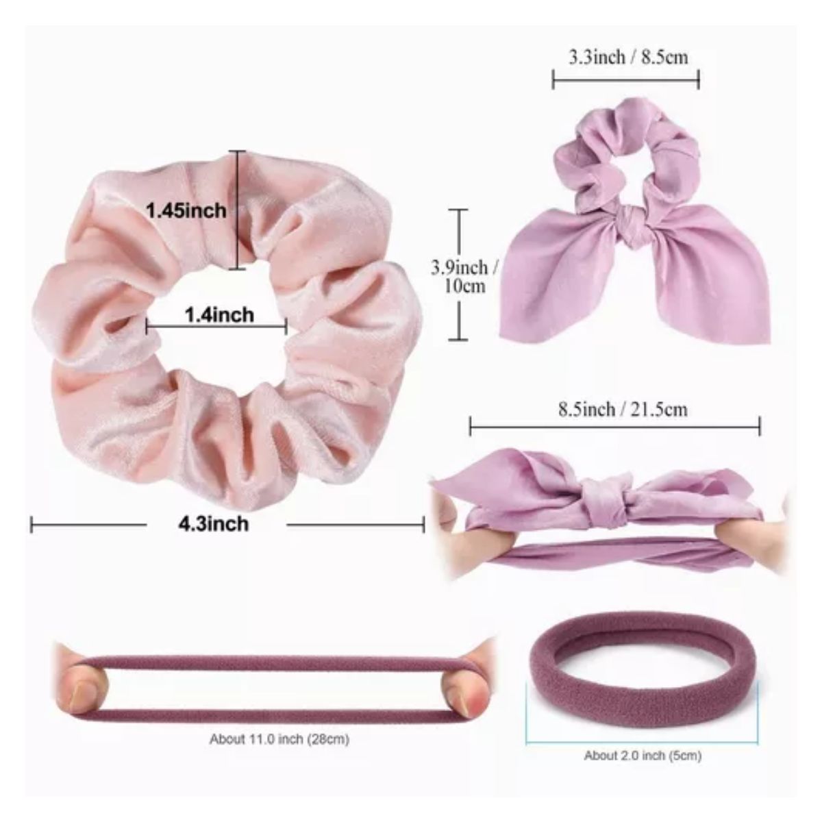 Liga Para Cabello Elásticas Satín Para Mujer 65pcs Modelo B