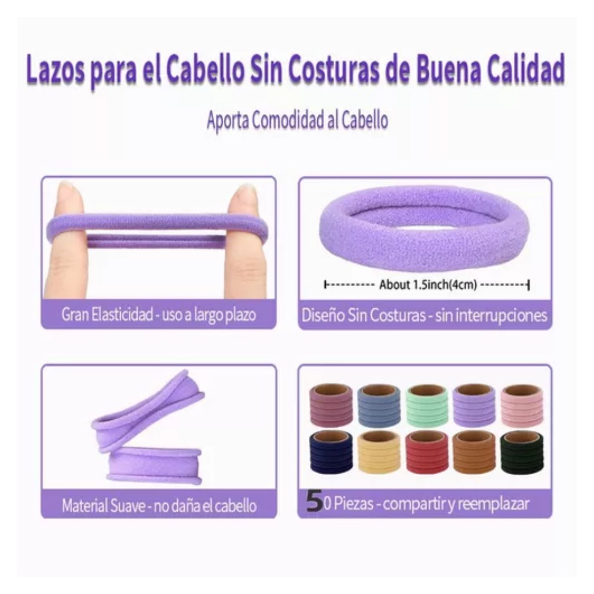 Liga Para Cabello Elásticas Satín Para Mujer 65pcs Modelo B