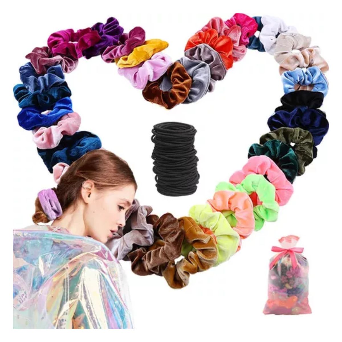 60 Colores Gomas De Pelo Scrunchies Terciopelo Pare Mujer