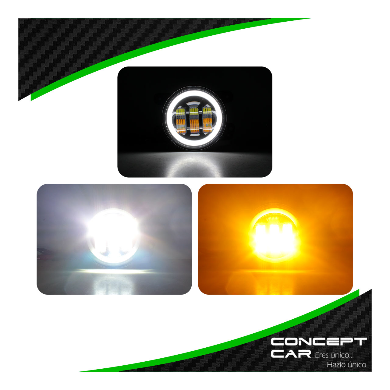 Par Faros 3 Lupa Led Bicolor Antiniebla Ojo Angel 4 Pulg