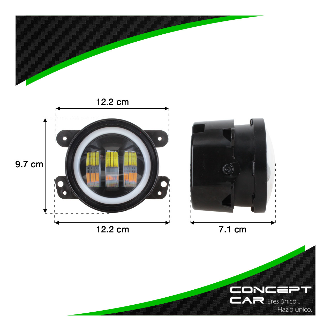 Par Faros 3 Lupa Led Bicolor Antiniebla Ojo Angel 4 Pulg