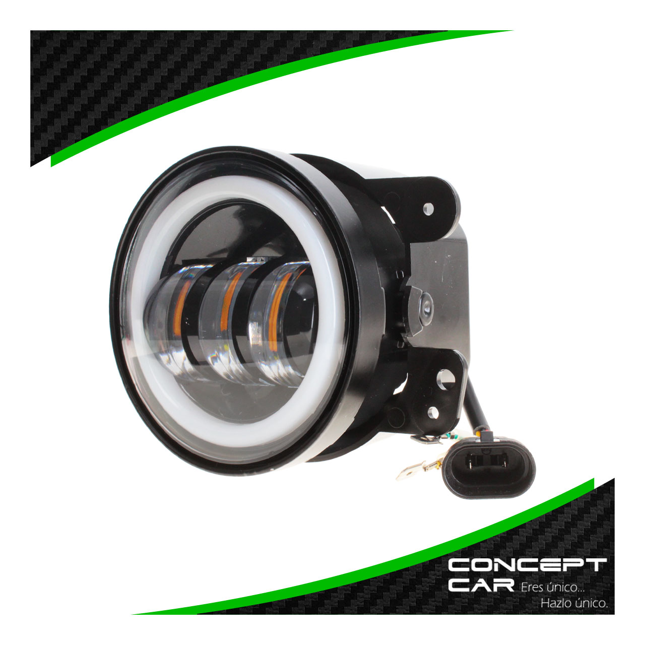 Par Faros 3 Lupa Led Bicolor Antiniebla Ojo Angel 4 Pulg