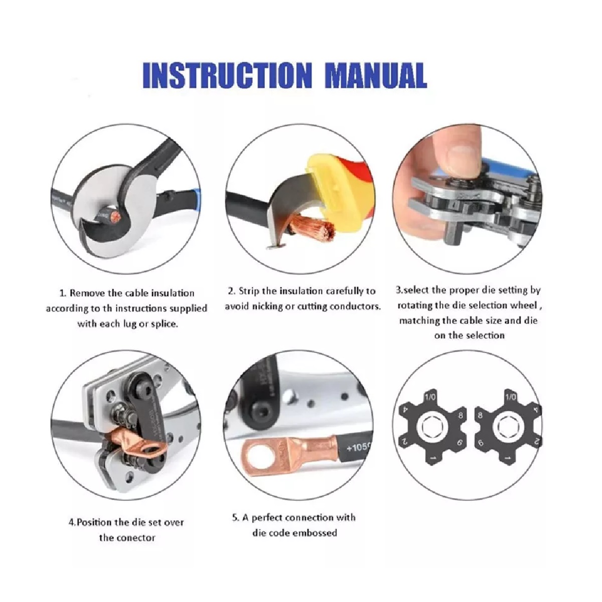 Pinza Ponchadora Hexagonal Crimpadora Manual +60 Terminales