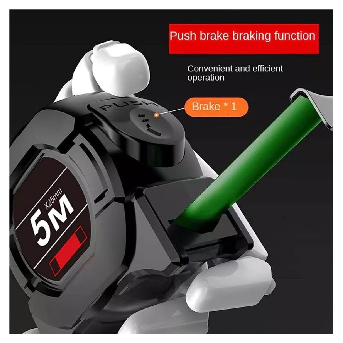 Cinta Metrica Flexometro Regla Retractil Fluorescente 10m Negro