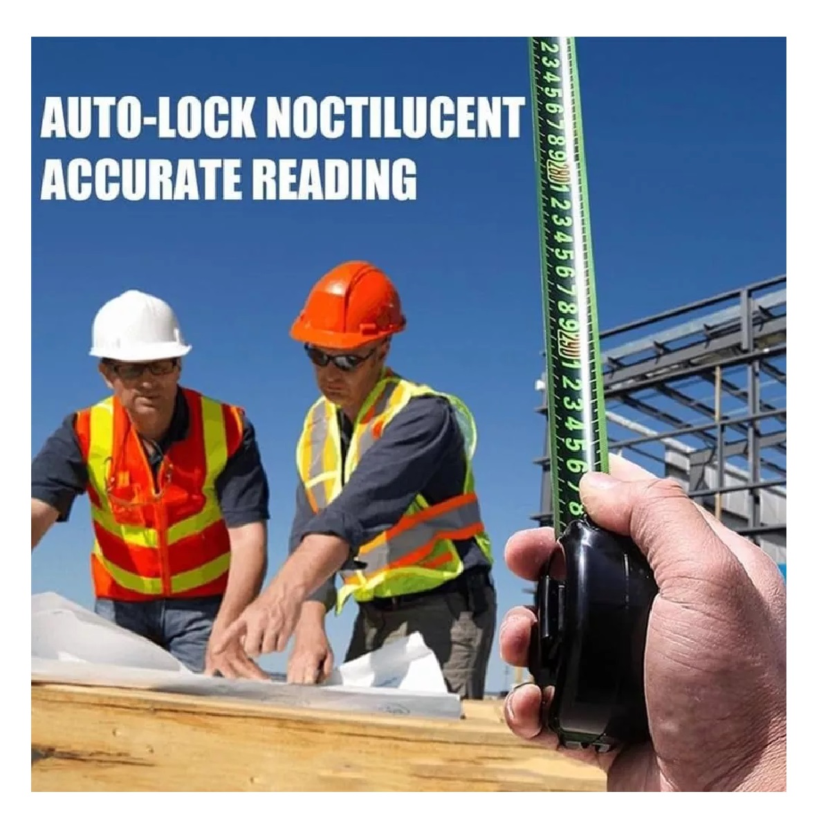 Cinta Metrica Flexometro Regla Retractil Fluorescente 10m Negro