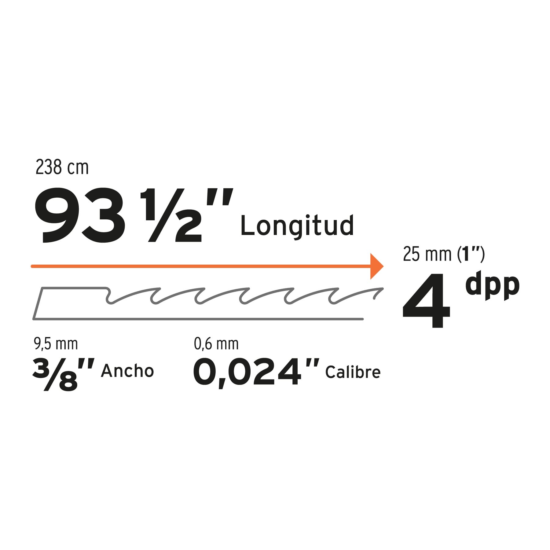 REPUESTO SIERRA 93" X 4 DPP, PARA SIERRA CINTA SCI-14E TRUPER 16287
