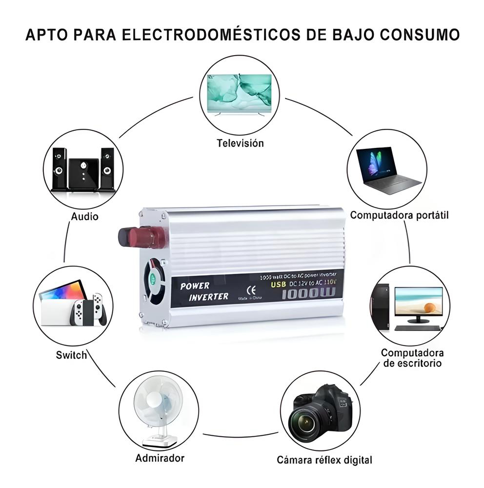 Convertidor De Corriente Auto Para Auto 1000w 12a 110v