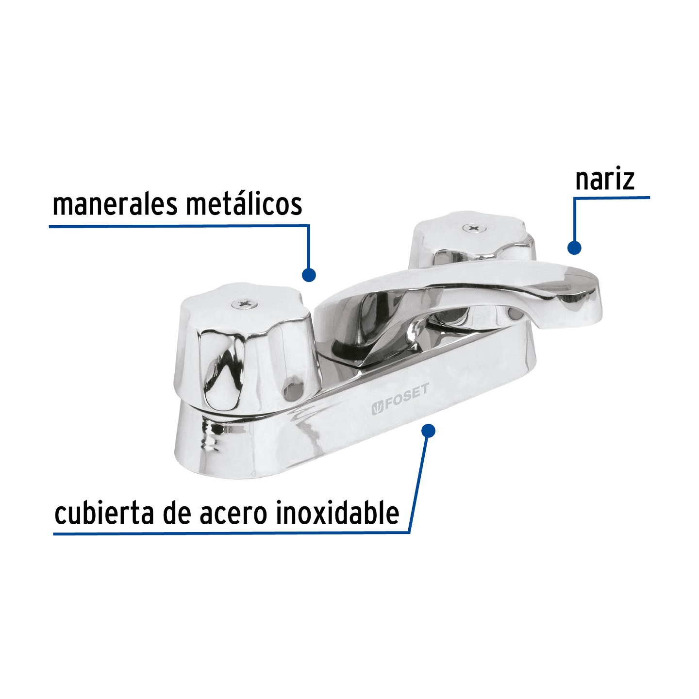 mezcladora 4'' para lavabo, nariz larga, cartucho ceramico 