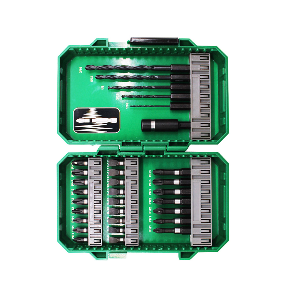 Taladro percutor inalambrico 21v 1/2 Furius con 2 baterias + SET  puntas desarmador y brocas 31 pzs.