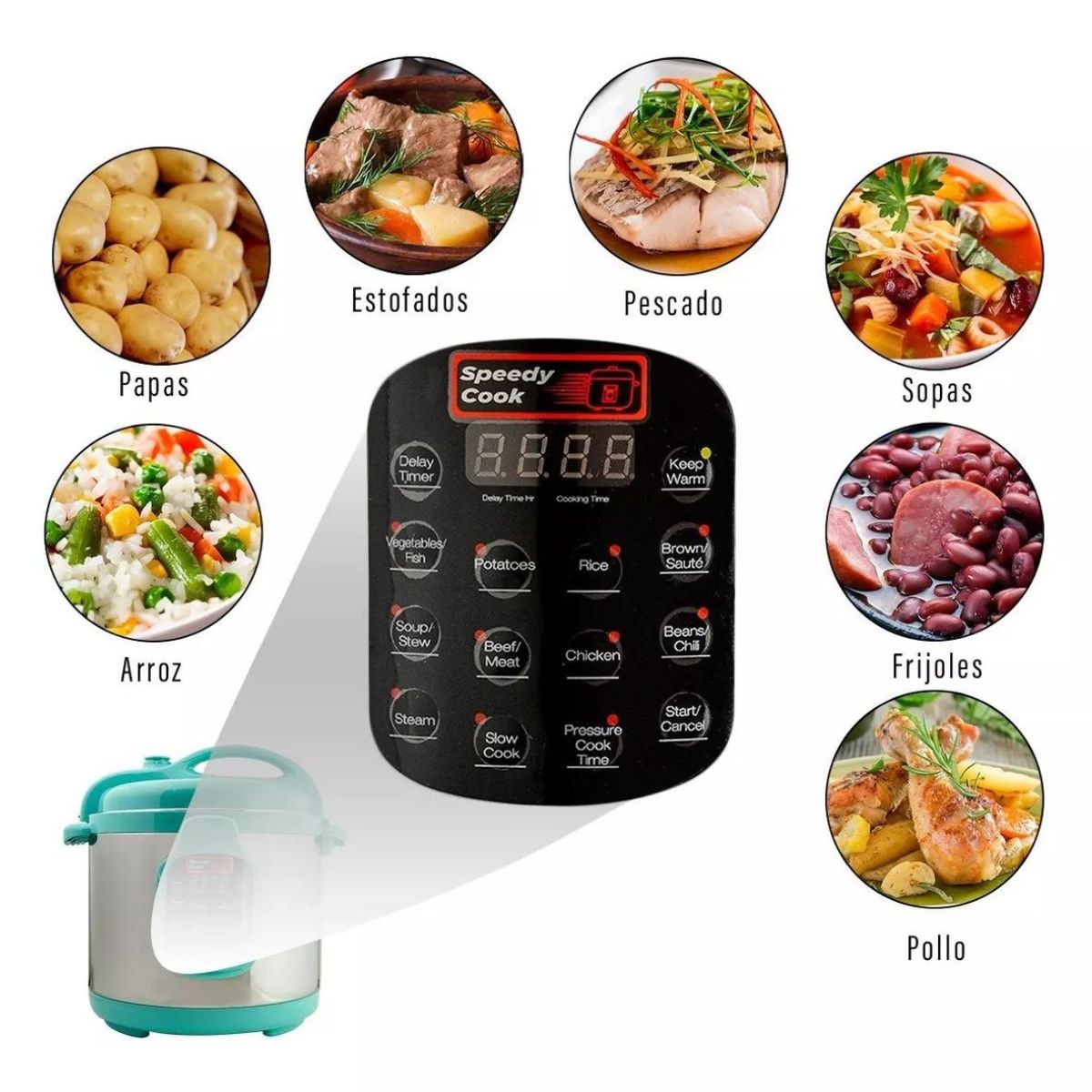 Olla de Presion Speedy Cook Multifuncional 6 en 1 7.7 Litros Turquesa