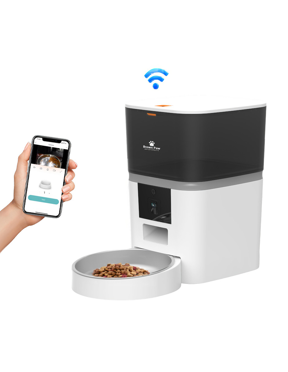 Dispensador de Alimento para Mascotas Wifi Cámara Inteligente Smart 4 Lts Brown Paw