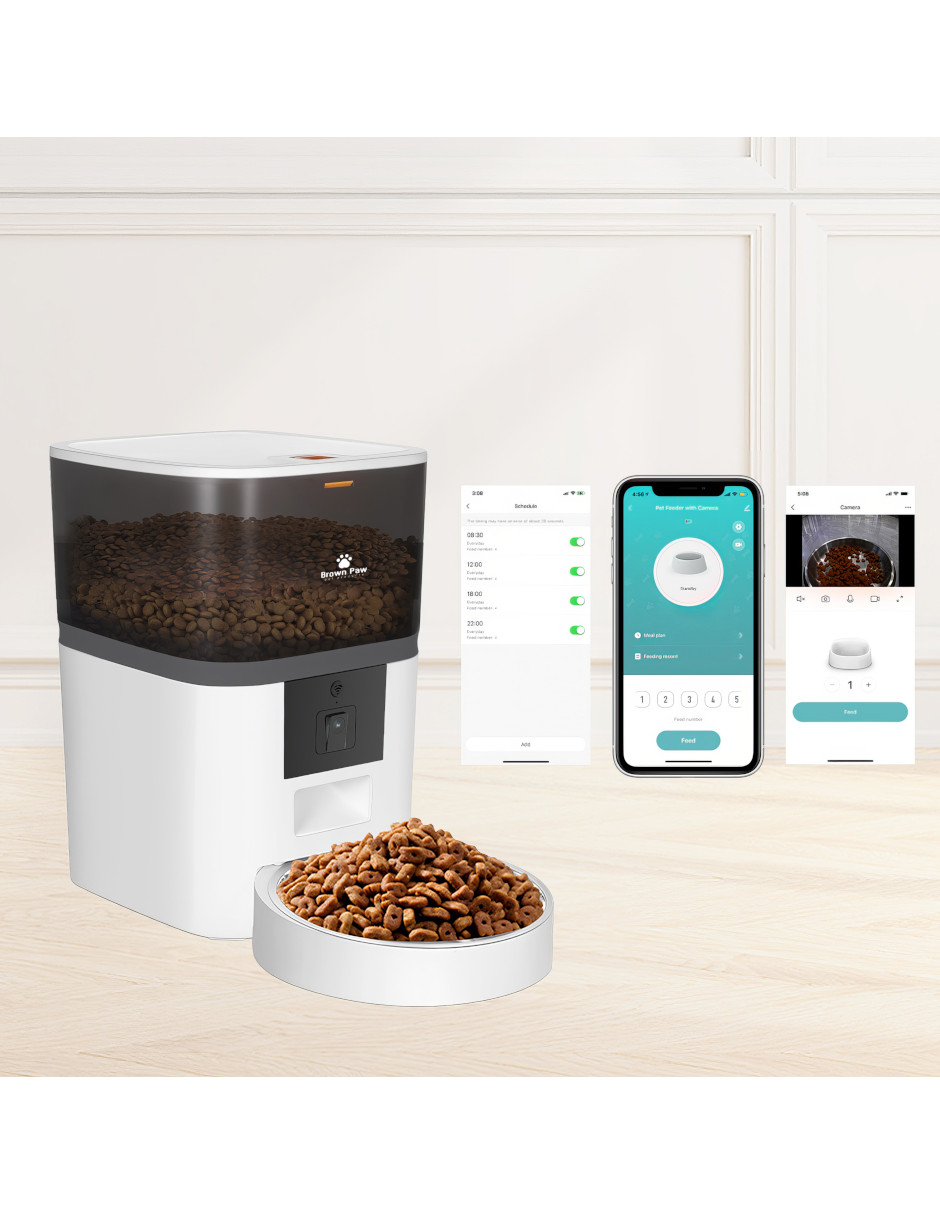 Dispensador de Alimento para Mascotas Wifi Cámara Inteligente Smart 4 Lts Brown Paw