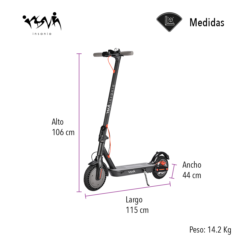 Scooter Electrico Patín Insania 18 Km/h 350 W.