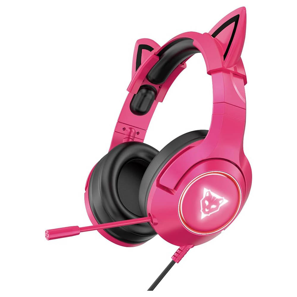 Silla Gamer Ocelot Rosa C Negro + Audífonos Iluminación RGB
