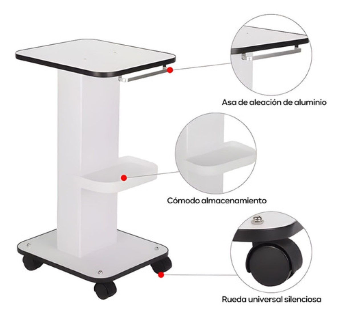 Blanco Mesa Asistencia Spa Carrito Asistencia Estética blanco