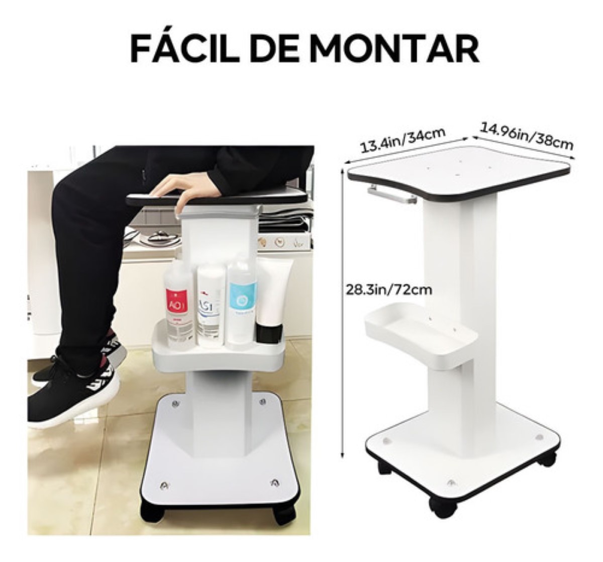 Blanco Mesa Asistencia Spa Carrito Asistencia Estética blanco