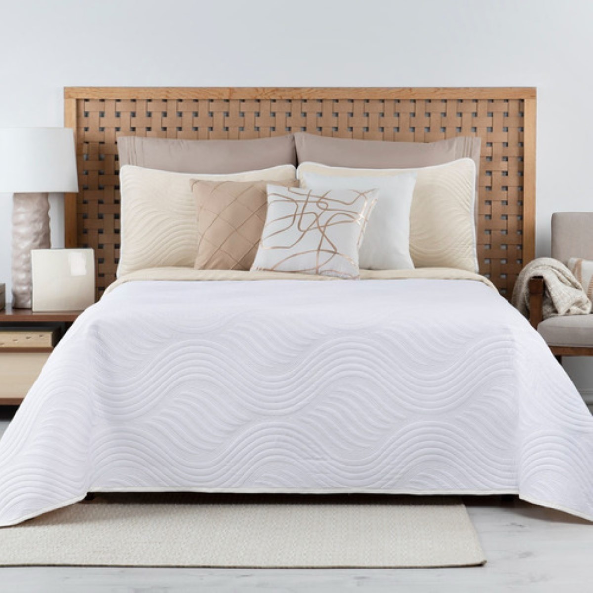 Edredón Matrimonial Doble Vista Incluye 2 Fundas Real Textil Blanco - Beige