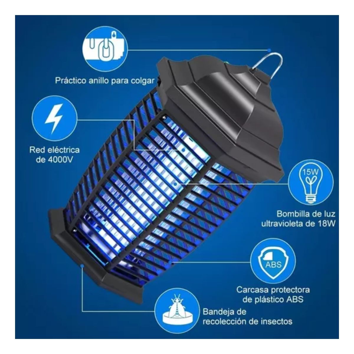 Lámpara Mata Mosquitos Eléctrica Luz Uv Mosquito Killer negro
