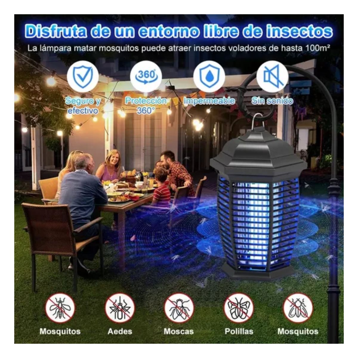 Lámpara Mata Mosquitos Eléctrica Luz Uv Mosquito Killer negro