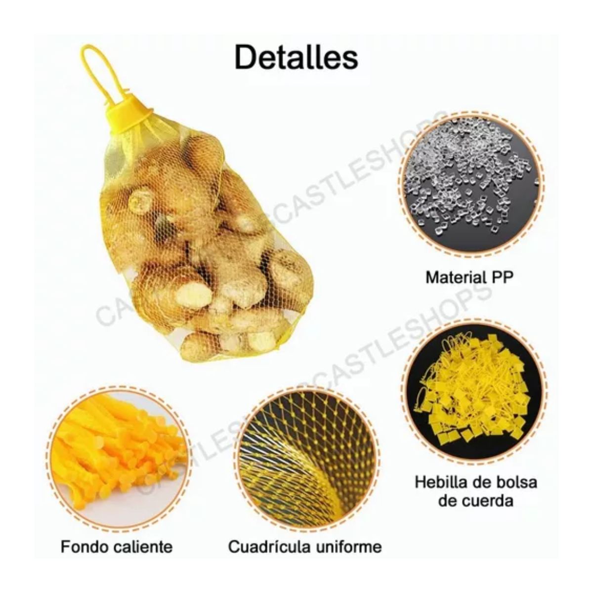 100 Bolsas Red Malla Plástica Para Verdura,juguetes, Frutas AMARILLO